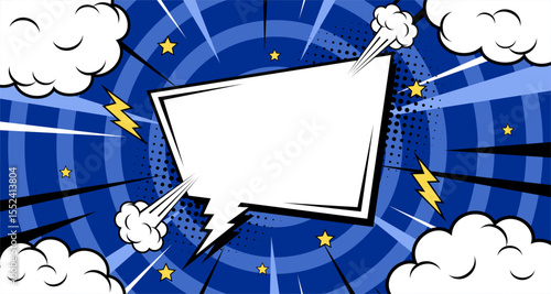 Pop art style template with speech bubble. Empty speech bubble with space for text. Vector illustration