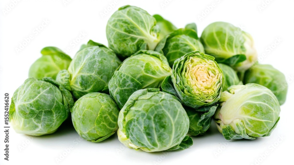 Harvesting fresh brussels sprouts farm vegetable collection isolated on white background close-up view healthy eating Harvesting fresh brussels sprouts farm vegetable collection isolated on white background close-up view healthy eating