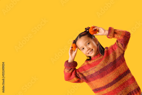Cute little happy Asian gir...
