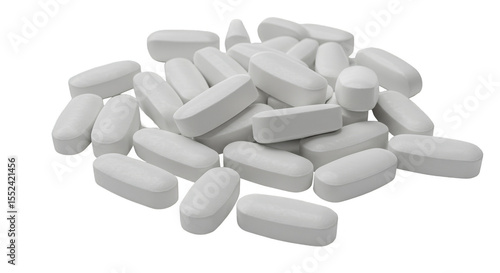 Heap of White Pills Medicines Tablets Medication Isolated PNG