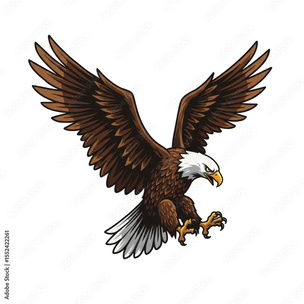 Naklejka premium Illustration of an Eagle Mid Flight with Pixel Art Style on Transparent
