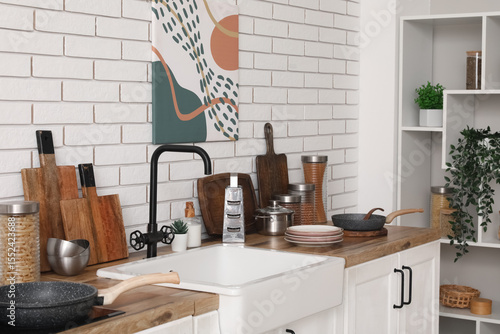 Different utensils and sink...
