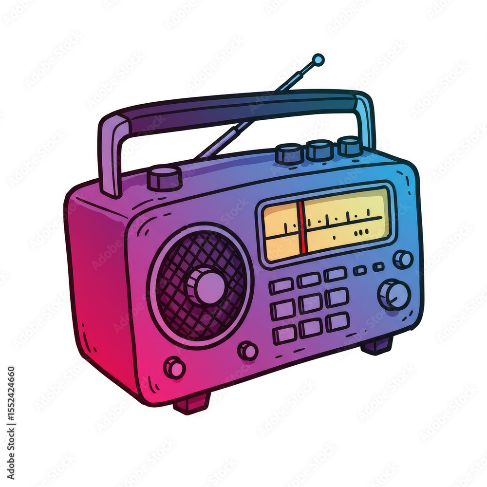 Fototapeta premium Illustration of a Retro Radio with Antenna Tuning Dial and Gradient