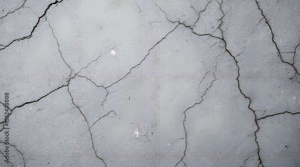 Obraz premium Cracked Concrete Surface with Puddles and Subtle Texture Variations