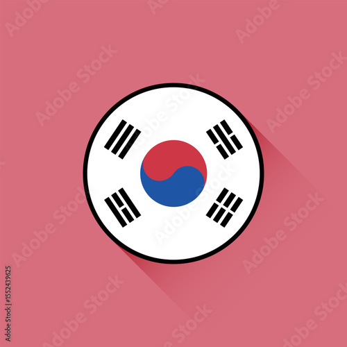 Flag of South Korea. South Korea flag icon. Standard color. Circle icon flag. 3d illustration. Computer digital vector illustration.