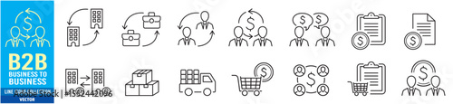 B2B icon set. Business to business. Editable stroke line icons collection. Vector illustration.
