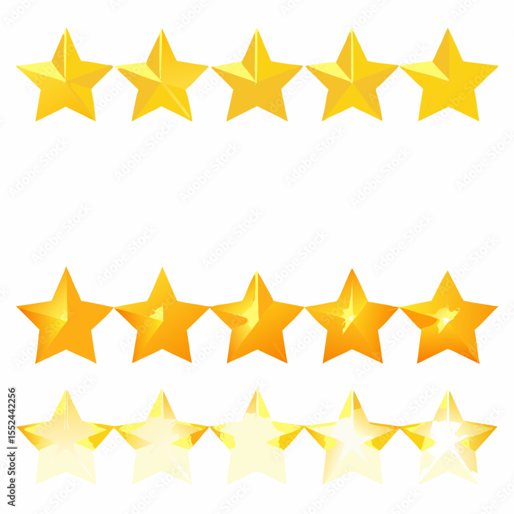 Obraz premium Three rows of golden stars displaying different levels of completion