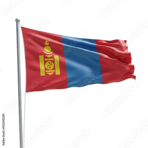 Illustration Of Waving Mongolian Flag On Transparent Background Design