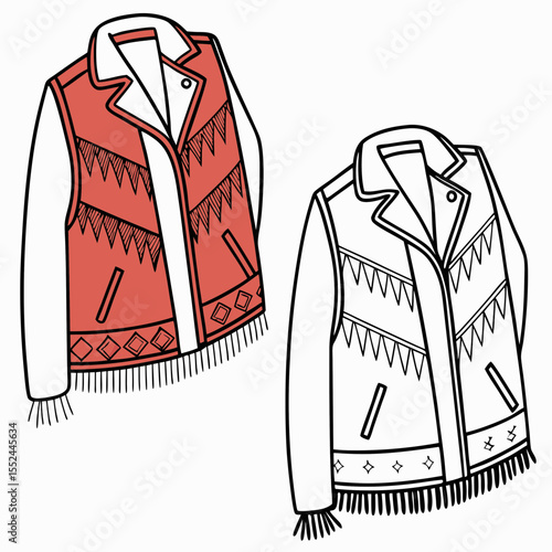 Western style fringed vest and jacket illustration
