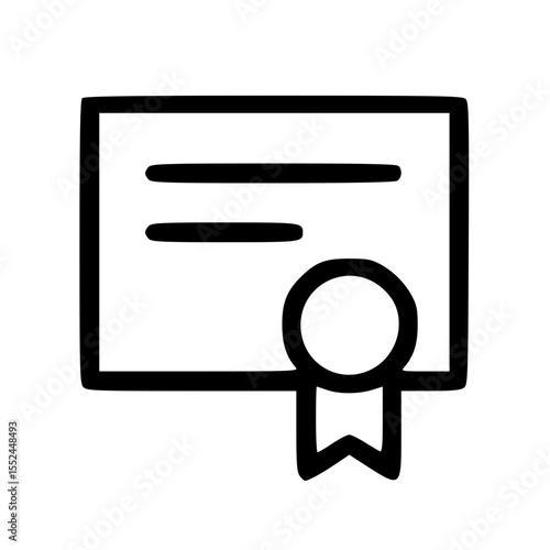Handdrawn Simple Achievement Diploma Certificate Award Paper Document Icon