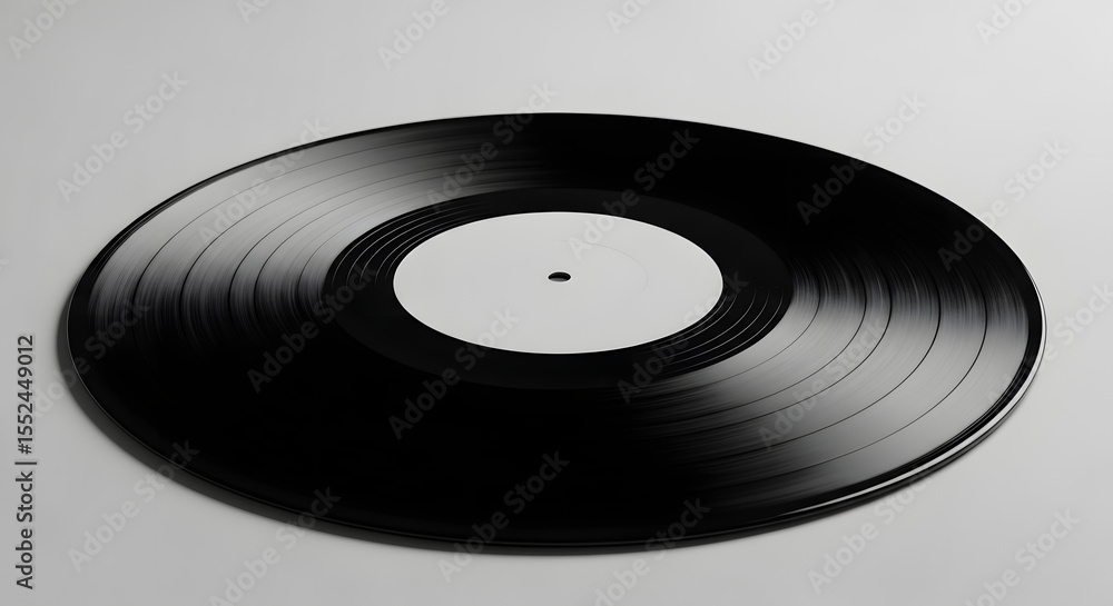 Obraz premium Vinyl Record Blank Label, Black Disc, Close-Up, Music, Audio, Sound, LP, Retro, Vintage, Classic, Vinyl Player, Studio.