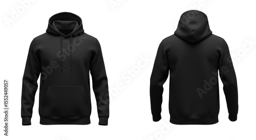 Isolated Black Hoodie Apparel Template Fashion Garment Casual Wear