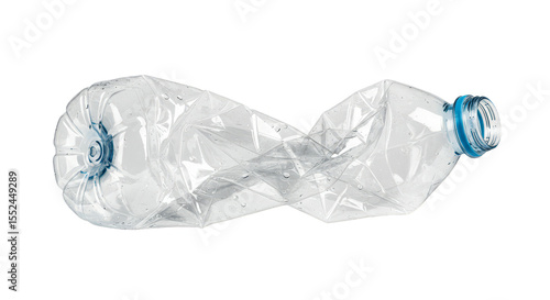 Isolated Plastic Water Bottle Crushed Transparent No-Background Object