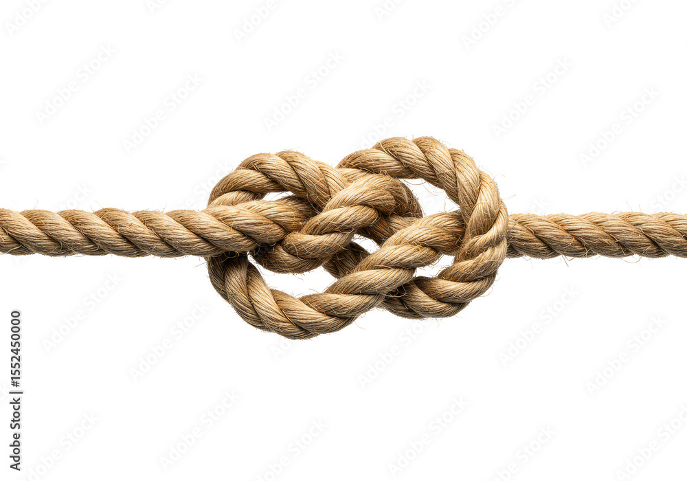Isolated Image of Brown Rope Knot Close Up with Marine Nautical Style Isolated Image of Brown Rope Knot Close Up with Marine Nautical Style