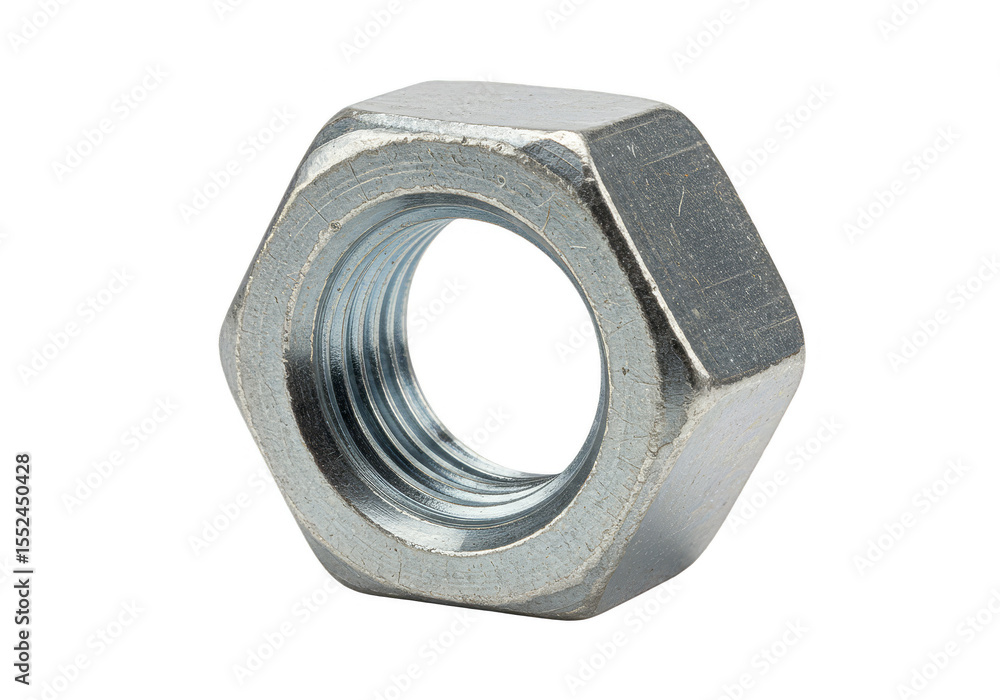 Isolated Close Up Silver Metal Nut Hardware On Transparent Background Isolated Close Up Silver Metal Nut Hardware On Transparent Background