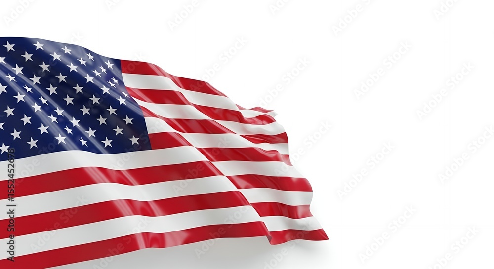 Fototapeta premium Close-up of American flag waving against white background