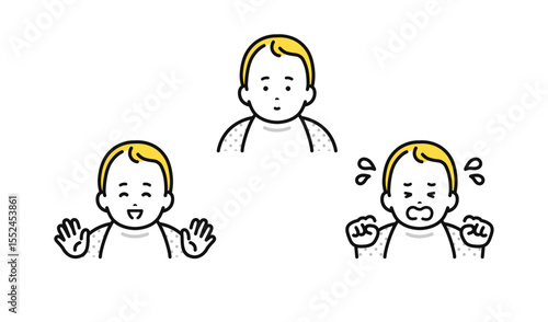 赤ちゃん 表情 アイコン イラスト セット