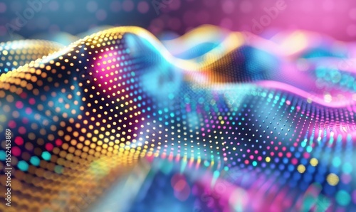 Abstract digital landscape with glowing spheres technology and innovation theme