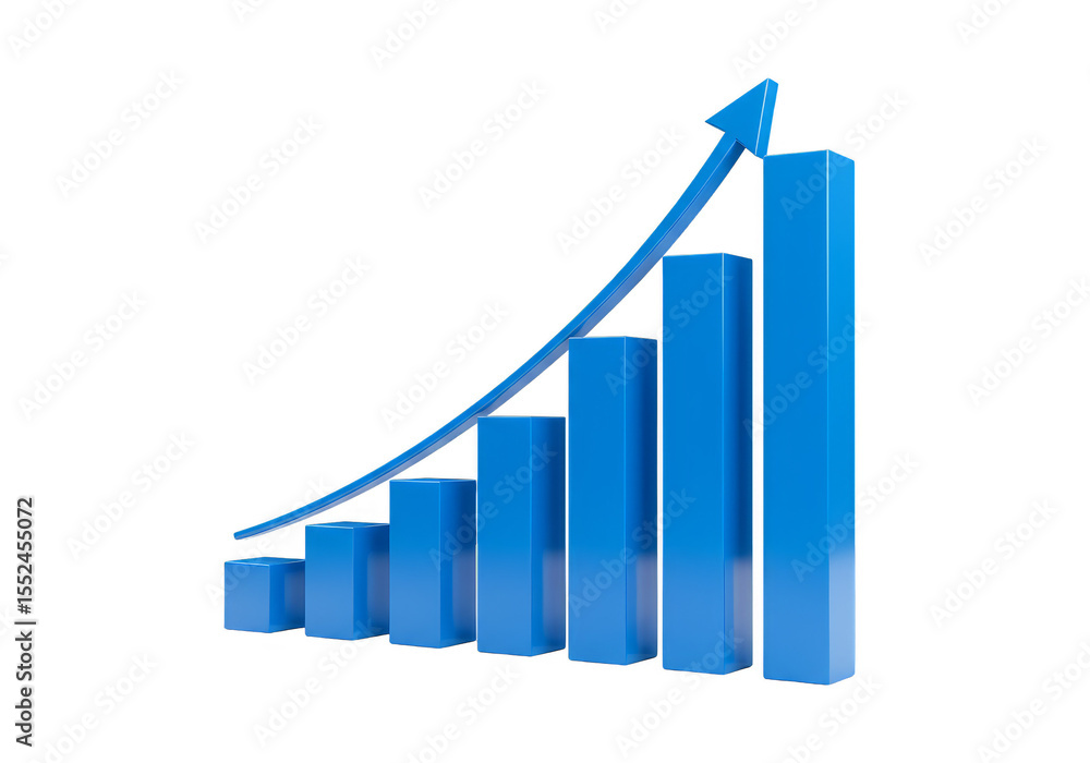 Isolated Transparent 3d Blue Growing Bar Graph Arrow Up Business Success Isolated Transparent 3d Blue Growing Bar Graph Arrow Up Business Success