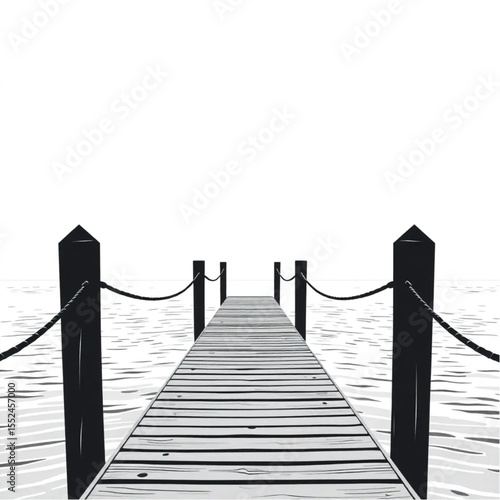 A wooden pier extending into calm harbour waters