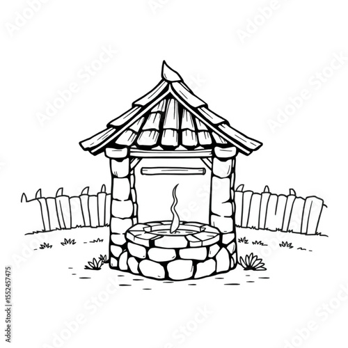 A well house protecting the village's water source