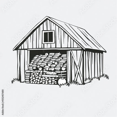 A weathered grey barn storing the autumn harvest