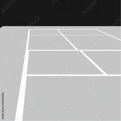 A tennis court with freshly painted white lines