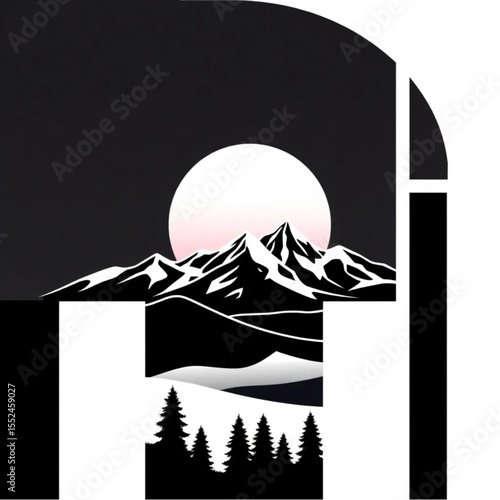 A sunrise painting distant mountain peaks gold and...