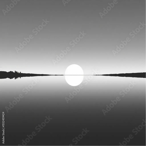 A still lake mirroring the evening sky