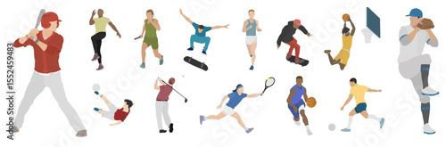 Sports people olympic athletes no background editable vector in color