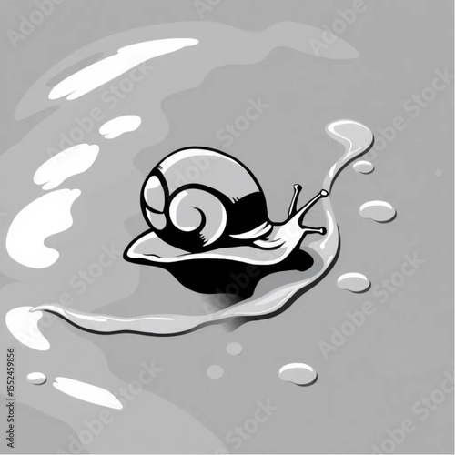 A snail leaving a silver trail on wet stone