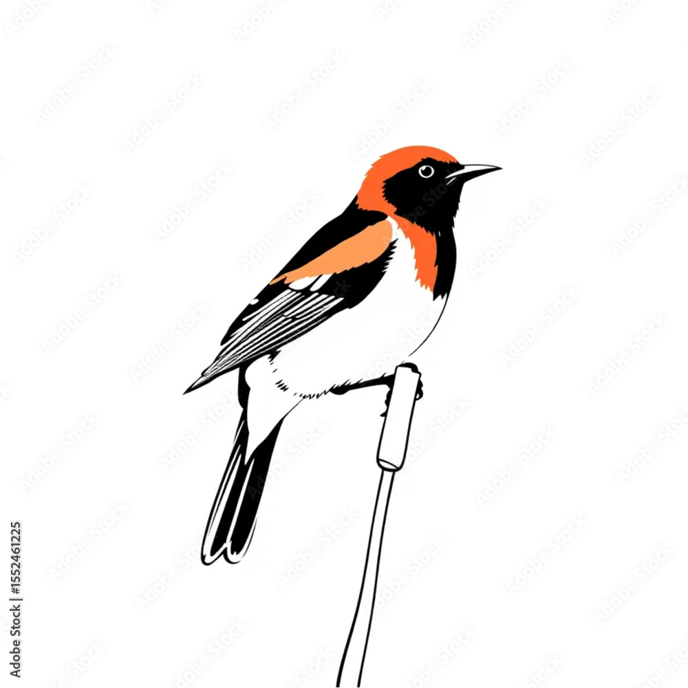 Obraz premium A red-winged blackbird perched on a cattail stalk