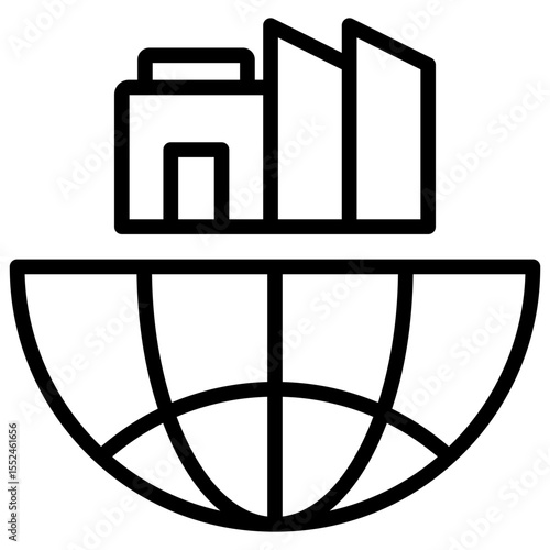 Icon of industrial development or global resource management activities that have broad impacts at the international or planetary level