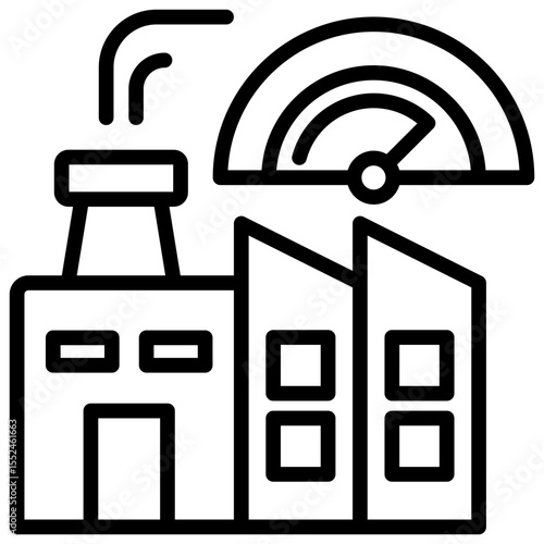 Icon from a factory and a system that monitors parameters or performance for remote monitoring and control of machines, production lines or factory environments.