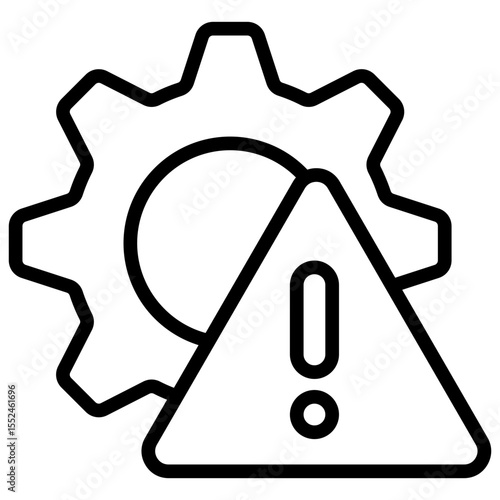Warning or problem icon related to a system, process, or machine relate to the function or operation of a system, or a device is not working properly.