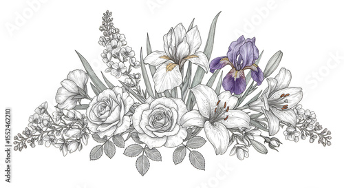 Wallpaper Mural Isolated Floral Bouquet Delicate White Flowers Arrangement Transparent Torontodigital.ca