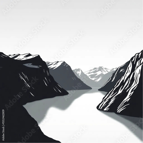 A Norwegian fjord with towering cliffs