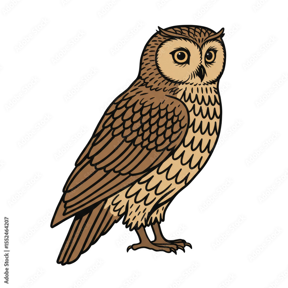 Naklejka premium Isolated Illustration of a Brown Owl Clip Art Design with Transparent Background