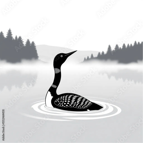 A loon calling hauntingly across a misty lake