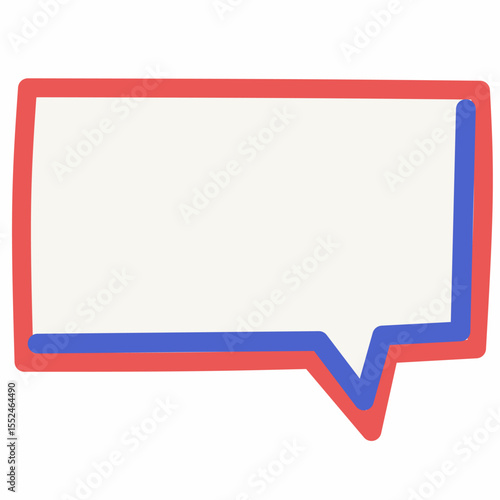 Minimalist rectangular speech bubble with red and blue outline. Perfect for digital messages, comment sections, social media designs, quote frames, and simple cartoon-style layouts.