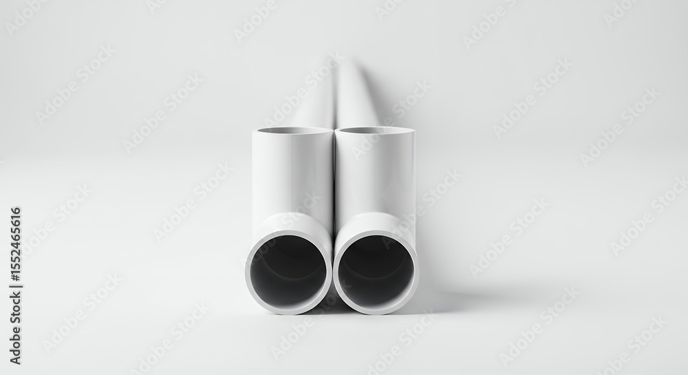 Fototapeta premium White plastic pipes isolated background