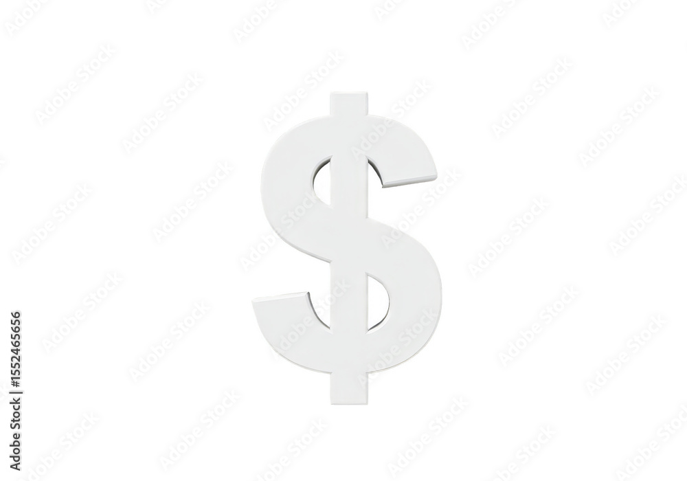 Isolated Illustration of White Dollar Symbol for Finance and Business Isolated Illustration of White Dollar Symbol for Finance and Business