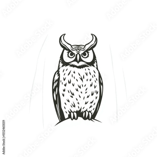 A great horned owl hooting from deep woods