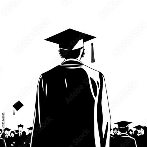 A graduation ceremony under blue skies