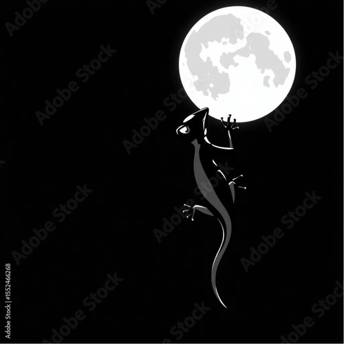 A gecko clinging expertly to a moonlit wall