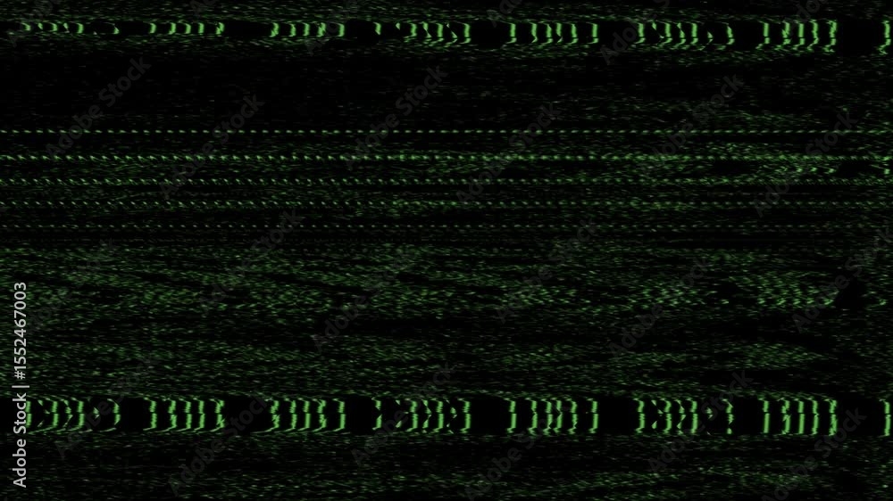 Glitch and noise on TV screen green color effect background
