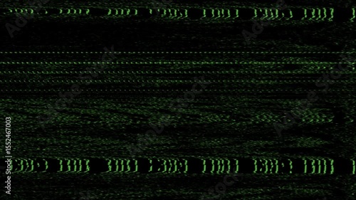 Glitch and noise on TV screen green color effect background