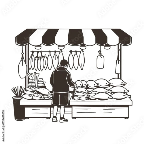 A fishmonger's stall with ice-fresh daily catch