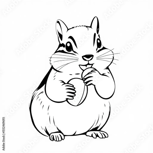 A chipmunk stuffing its cheeks with winter nuts