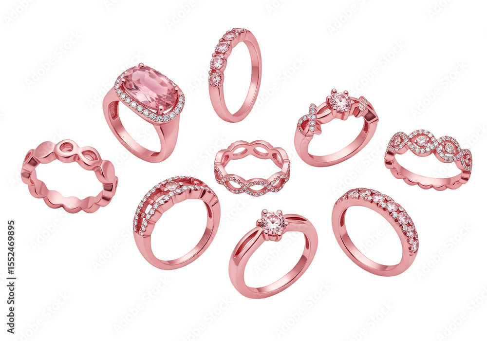 custom made wallpaper toronto digitalIsolated Transparent Illustration of Rose Gold Diamond Rings Jewelry